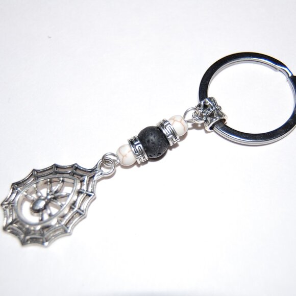 Spider Keychain,Spider Keyring,Gemstone Beads,Gift,Birthday,Party - Picture 2 of 2
